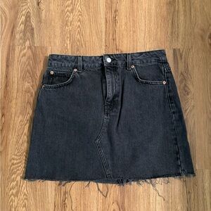 Topshop Black Frayed Hem Mini Skirt